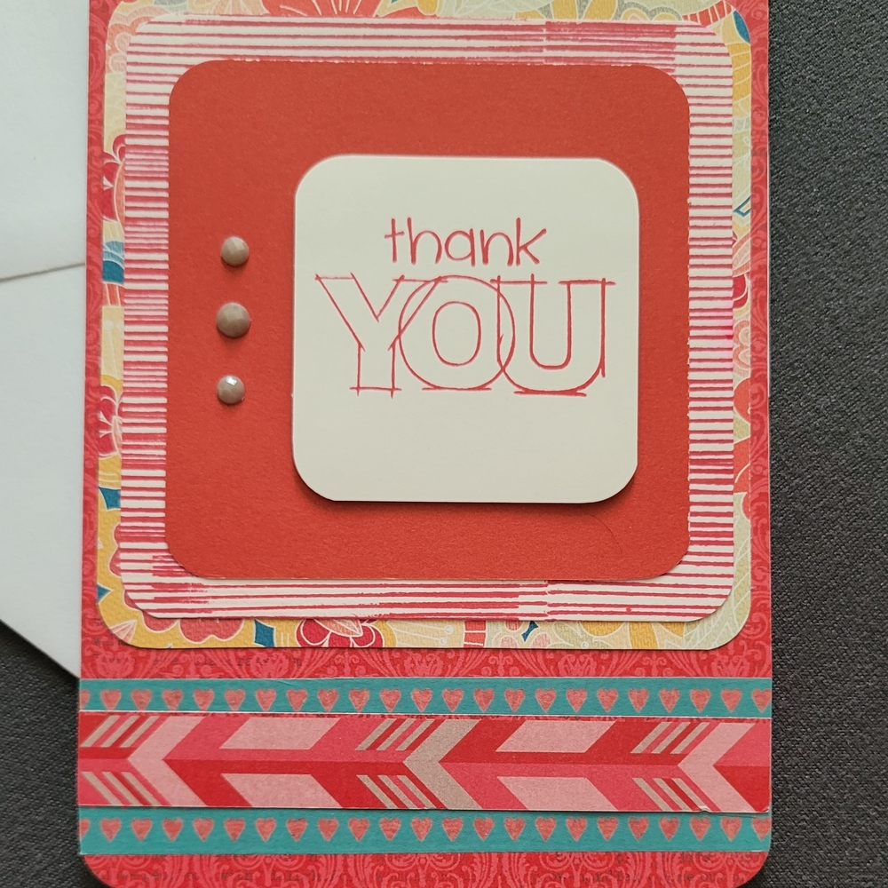 Red and Cream Thank You Card